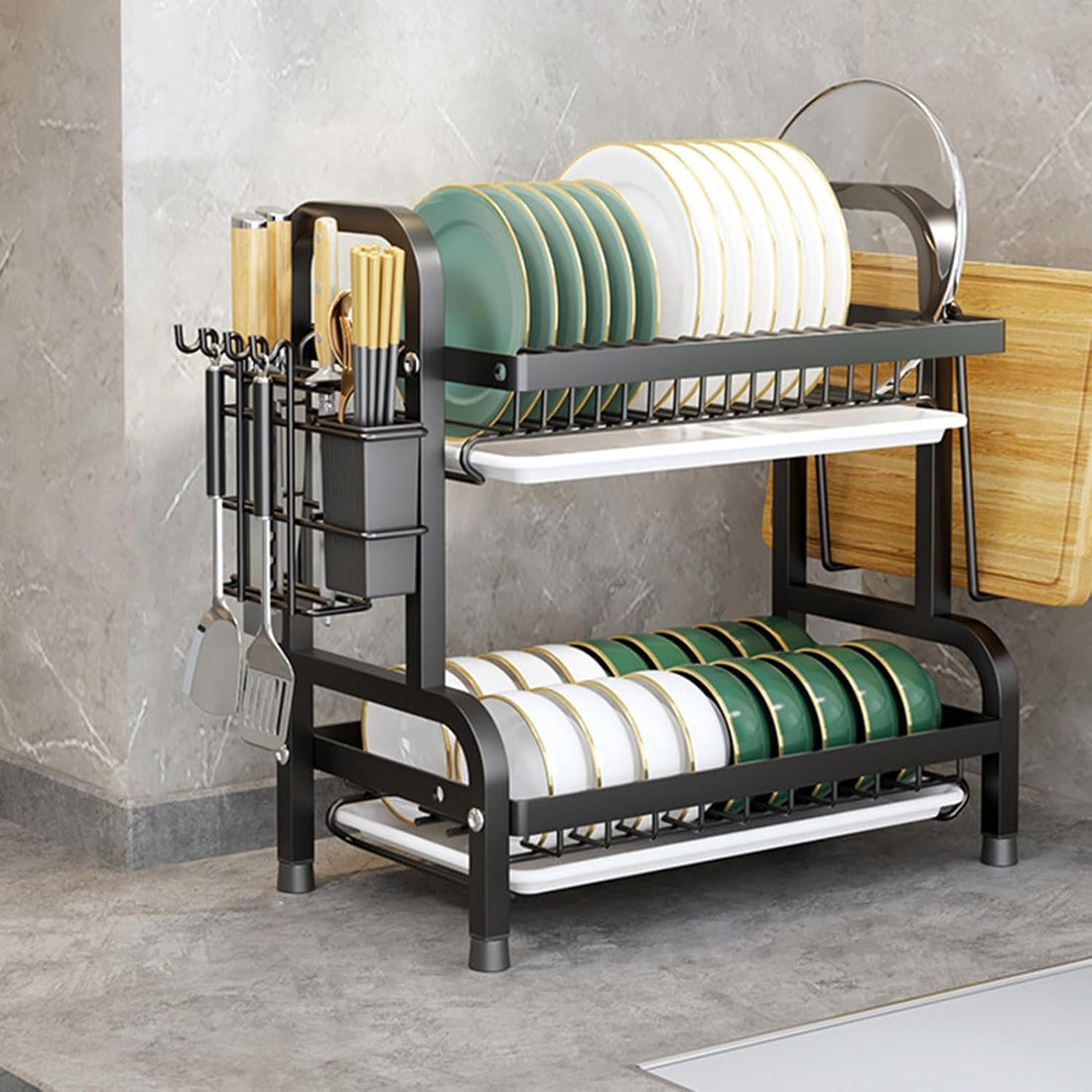 FASHION.HOME Metal Dish Drainer and Organizer Dish Rack with Stylish and Rustproof Design (2 Floors) – The Perfect Solution for Modern Kitchen