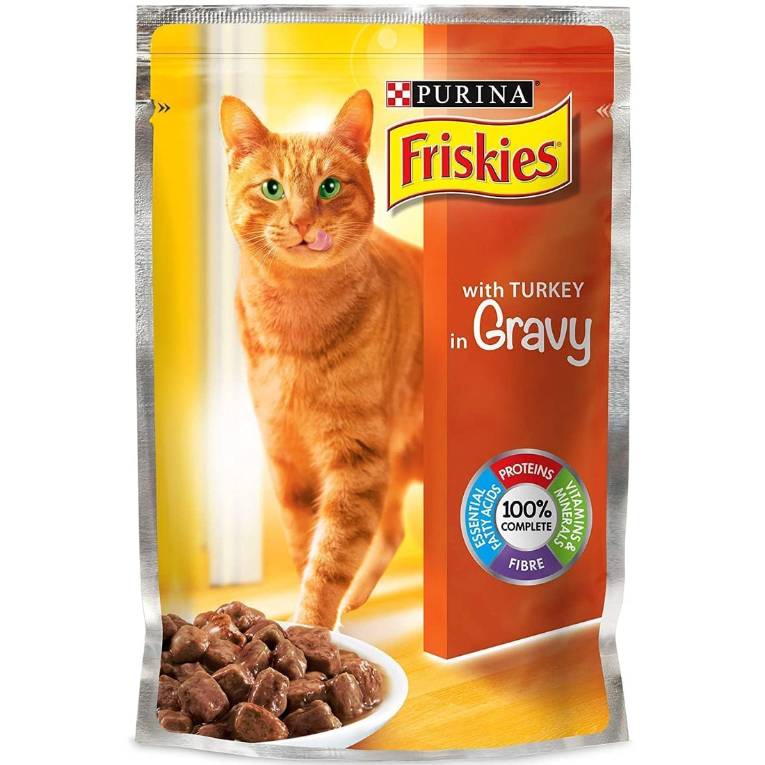 Purina Friskies with Turkey in Gravy Cat Food Single Serve Pouch, 100g