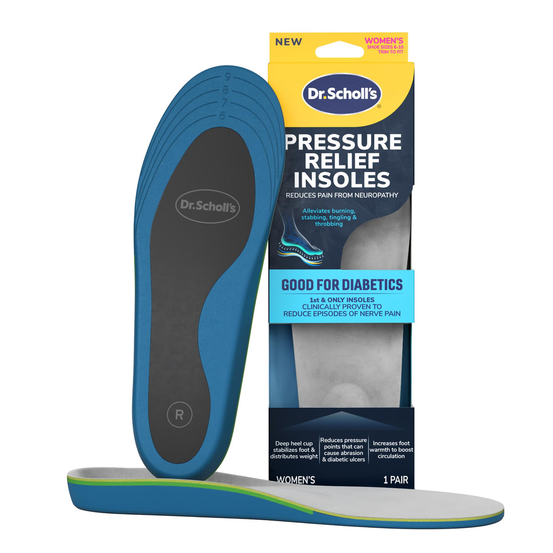 Dr. Scholl’s Pressure Relief Insoles - The Only Proven Insole to Reduce Episodes of Nerve Pain, Neuropathy Pain Relief for Feet, Good for Diabetics, Reduces Foot Pressure, Shoe Inserts Women Size 6-10