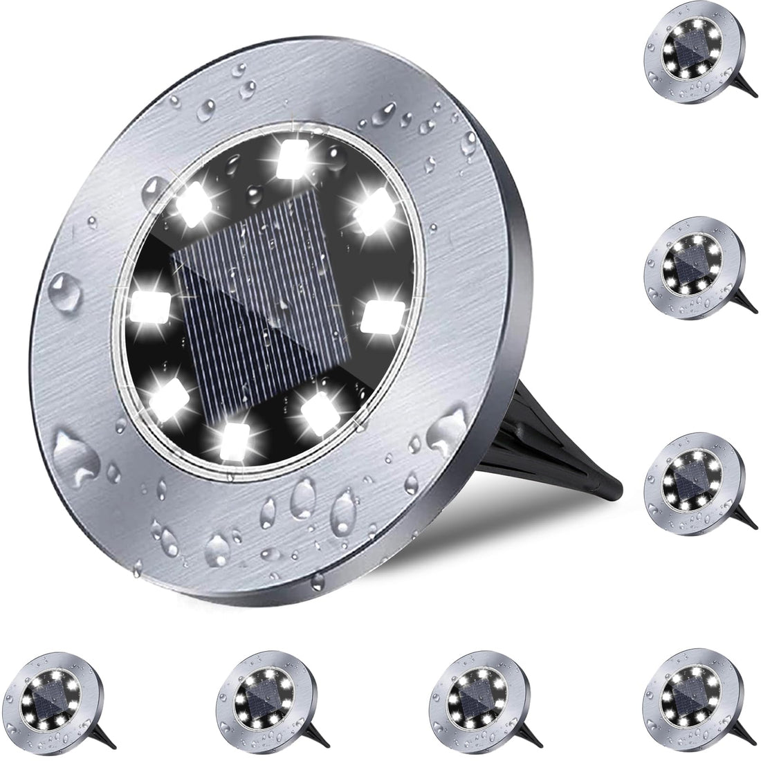 Rayolon Solar Ground Lights, Waterproof Solar Garden Lights, Upgraded Outdoor Garden Waterproof Bright in-Ground Lights, Landscape Lights for Pathway,Yard,Deck,Lawn,Patio,Walkway (8 Pack White Light)