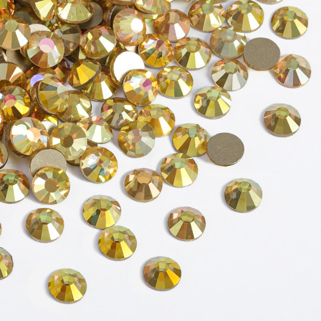 Beadsland 2880pcs Flat Back Crystal Rhinestones Round Gems for Nail Art and Craft Glue Fix,Metal Sunlight,SS10,2.7-2.9mm