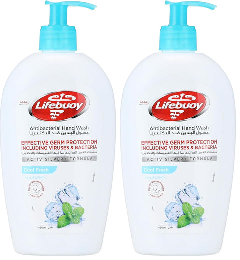 Lifebuoy Antibacterial Hand wash Cool Fresh Made with Activ Silver Formula effective germ protection 450ML (Pack of 2)