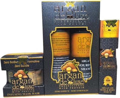 Canadian Argan Deluxe Oil Raw Shampoo Conditioner Bath Cream and Serum