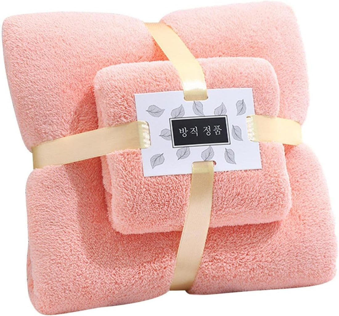 Luxury Microfiber Bride Towel Set 2 Piece High Water Absorption Soft Plush Feel Large and Medium Sizes With Elegant Mesh Storage Bag For Daily Shower Use
