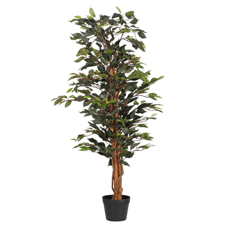 Blooming Artificial - Ficus Tree Artificial Plant, Large Fake Plant in Pot for House and Indoors, Year Round Decorative Realistic Faux Foliage (Green) (120cm/ 4ft)
