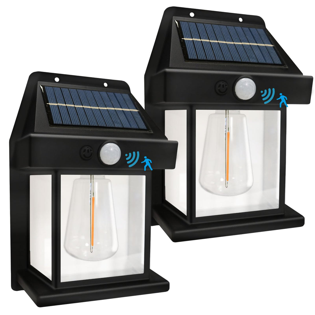 Solar Wall Lights Outdoor, Wireless Dusk to Dawn Porch Lights Fixture, Solar Wall Lantern with 3 Modes & Motion Sensor, Waterproof Exterior Lighting with Clear Panel for Entryway Front Door