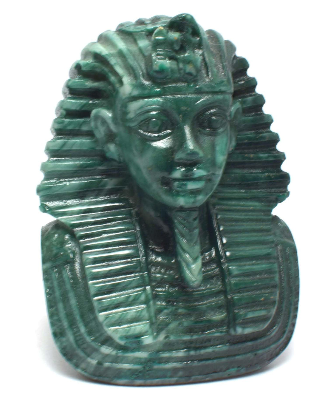 immatgar pharaonic Decorative Egyptian Tutankhamun mask Statue ancient Egyptian souvenirs gifts handmade Home decor collectibles Sculptures (Wavy Green - 10 CM Long)