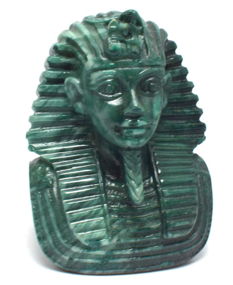 immatgar pharaonic Decorative Egyptian Tutankhamun mask Statue ancient Egyptian souvenirs gifts handmade Home decor collectibles Sculptures (Wavy Green - 10 CM Long)
