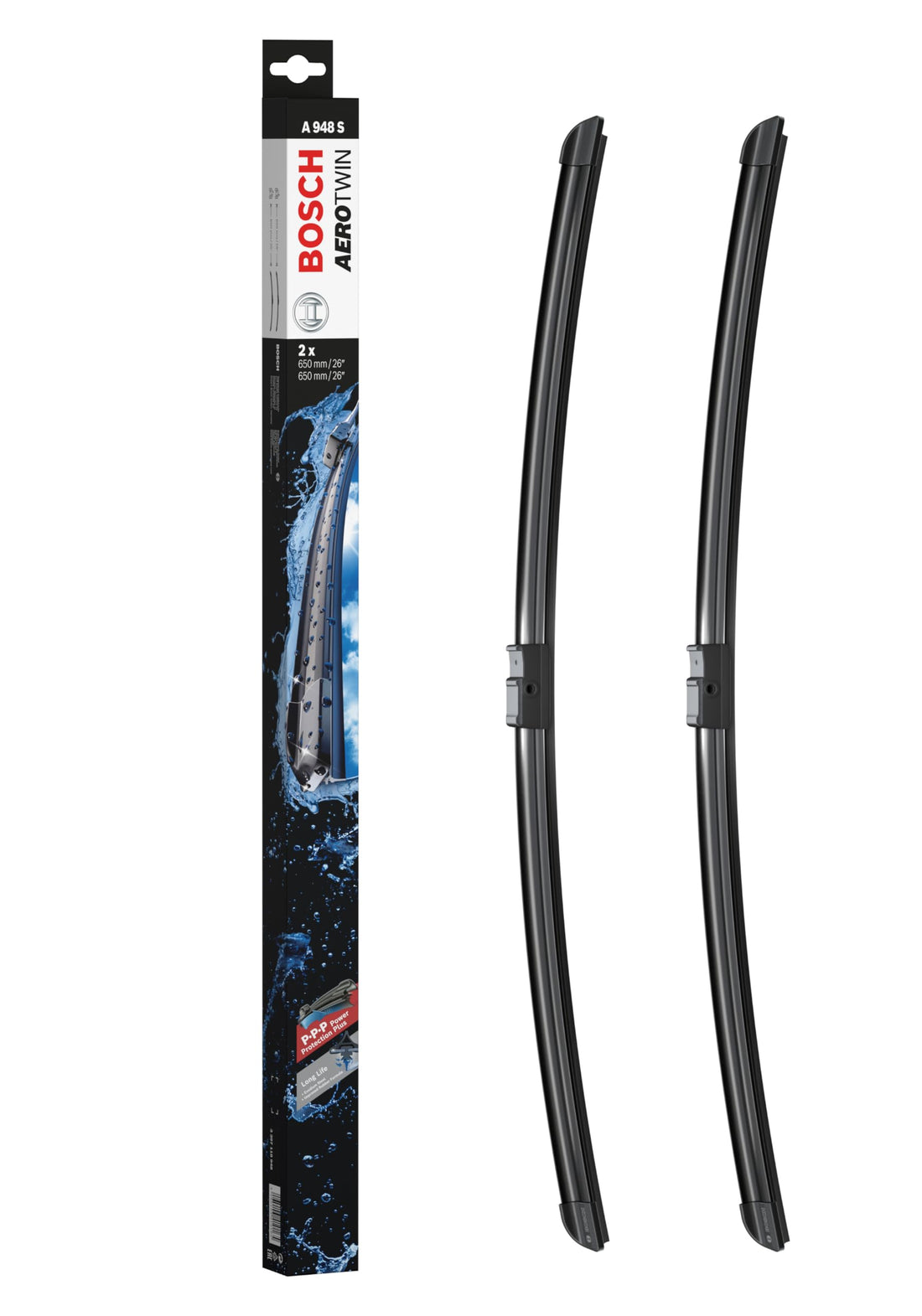 BOSCH Set of car Wiper Blades Aerotwin - 26-26 in - A948S-Side Lock 22mm 26 + 26
