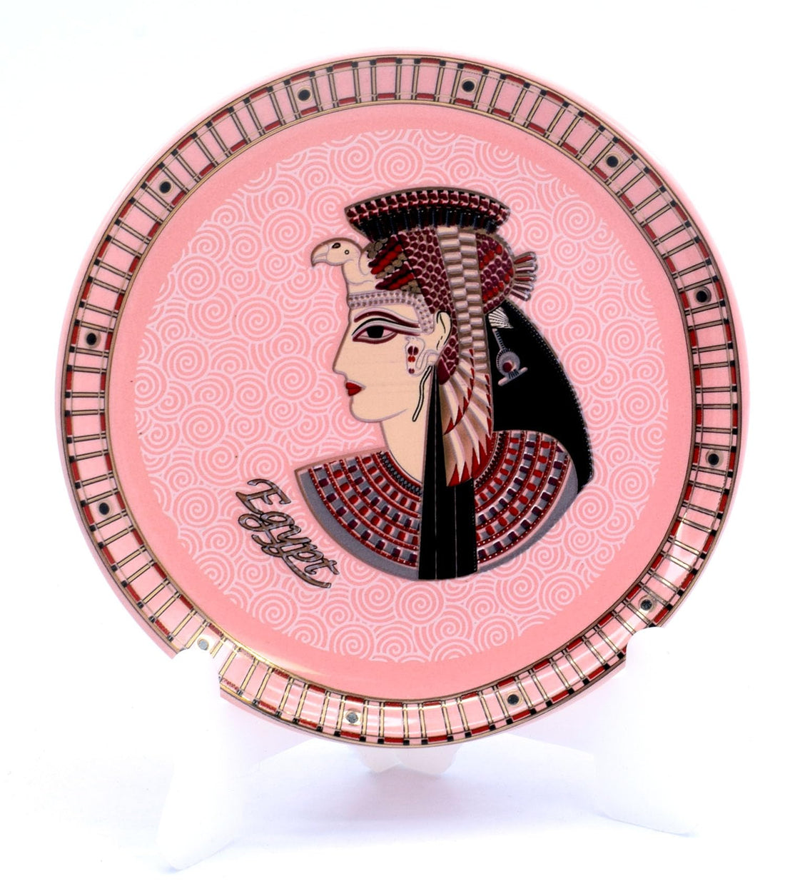 immatgar Pharaoh Dish Decorative plate ancient Egyptian souvenirs gifts from egypt (Cleopaatra - Hot Pink - 9.5 CM)