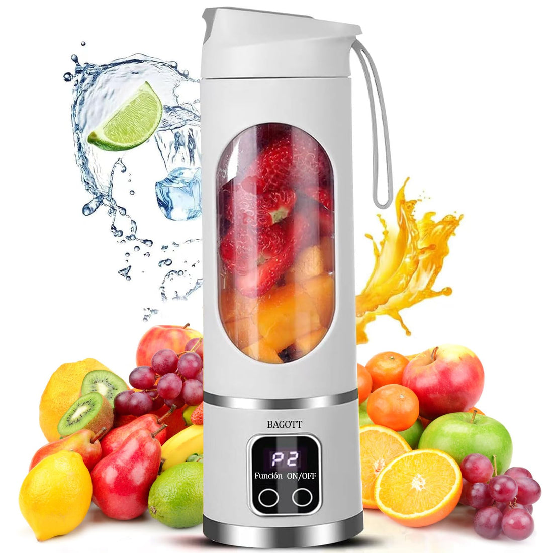 Portable Blender, 450ml Juicer Machine, Smoothie Blender with 12 Blades, USB Rechargeable Juicer Cup for Smoothies and Smoothies, Juices