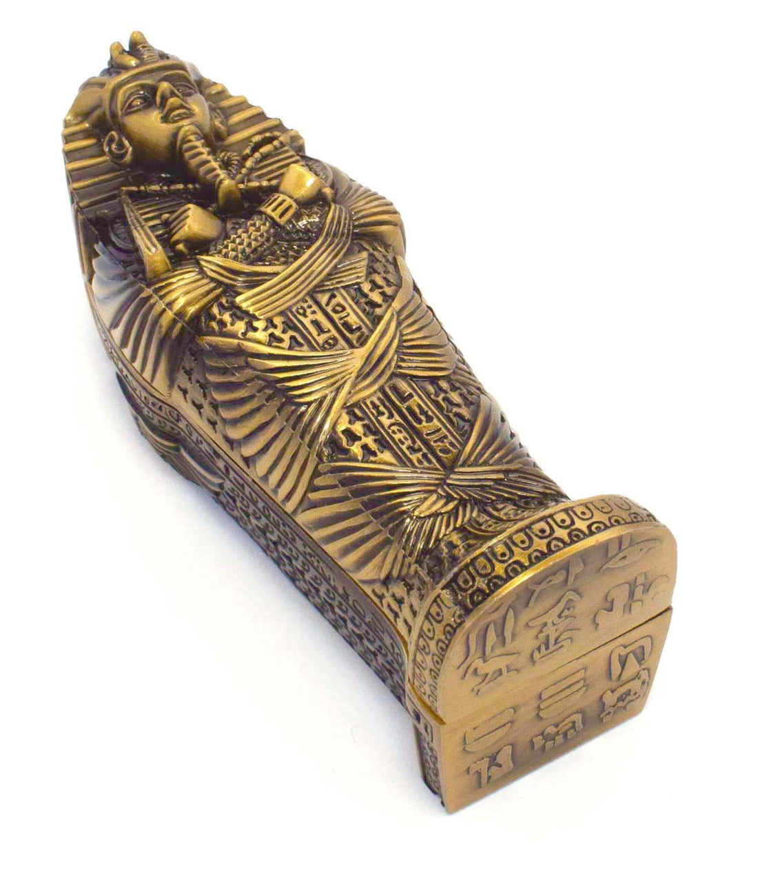 immatgar pharaonic Decorative Mummy coffin from Metal ancient Egyptian souvenirs gifts handmade Home decor Sculptures (Mummy coffin - Yellow - 8.5 CM Height)