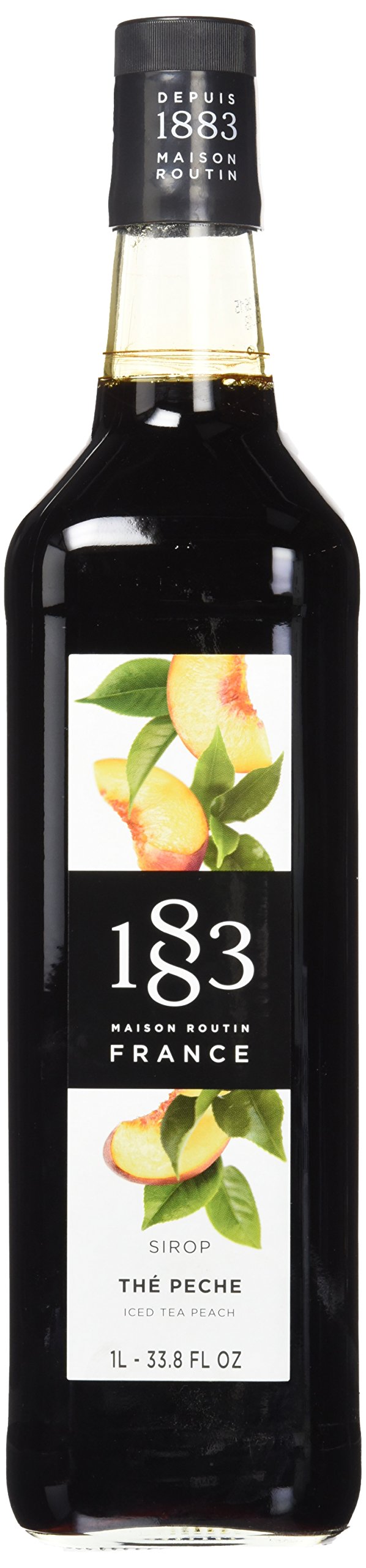 1883 MAISON ROUTIN FRANCE, Iced Tea Peach Syrup, Glass Bottle, 1 Liter, Made in France