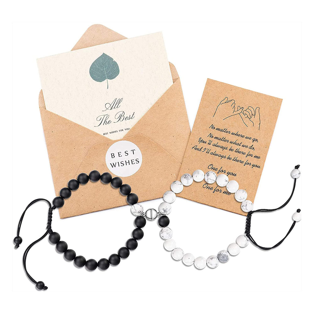 Lanqueen Couples Mutual Attraction Matching Bracelets Matte Agate Bracelet Vows of Eternal Love Charms Adjustable Jewelry Valentine Day Gifts Set for Lover Women Men Friend