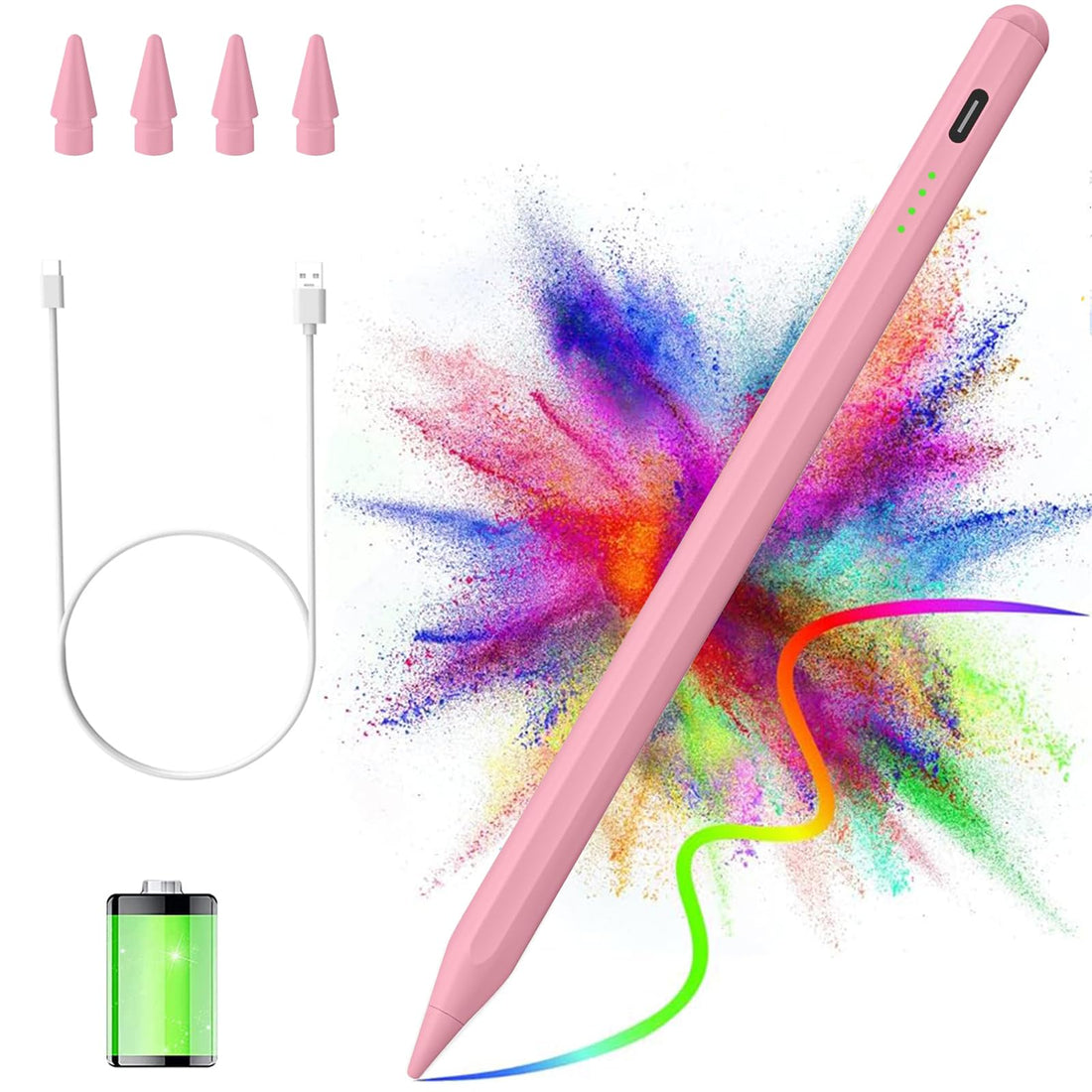 Stylus Pen IPad for 2018-2023 with Palm Rejection, Magnetic Stylus Pen, Active Pencil for IPad 10/9/8/7/6 Gen,IPad Pro 11/12.9 inch, IPad Air 5/4/3 Gen, IPad Mini 6/5 Gen (Pink)