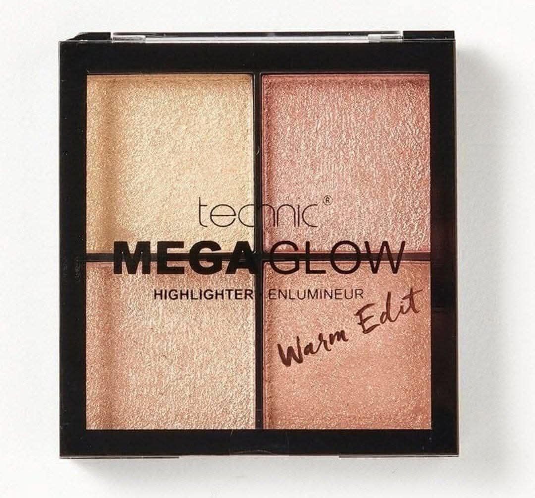 Mega Glow Highlighter Palette, 4 Colors, Warm Edition