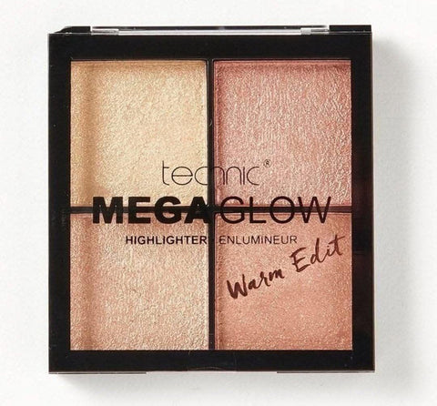 Mega Glow Highlighter Palette, 4 Colors, Warm Edition
