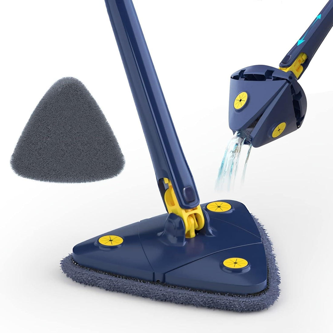 360° Rotatable Adjustable Cleaning Mop, Reusable Spin Mop with Stainless Steel Handle, Multifunctional Wet and Dry Mop, Get It Now from 🎁 Al-Israa Store (Trio)