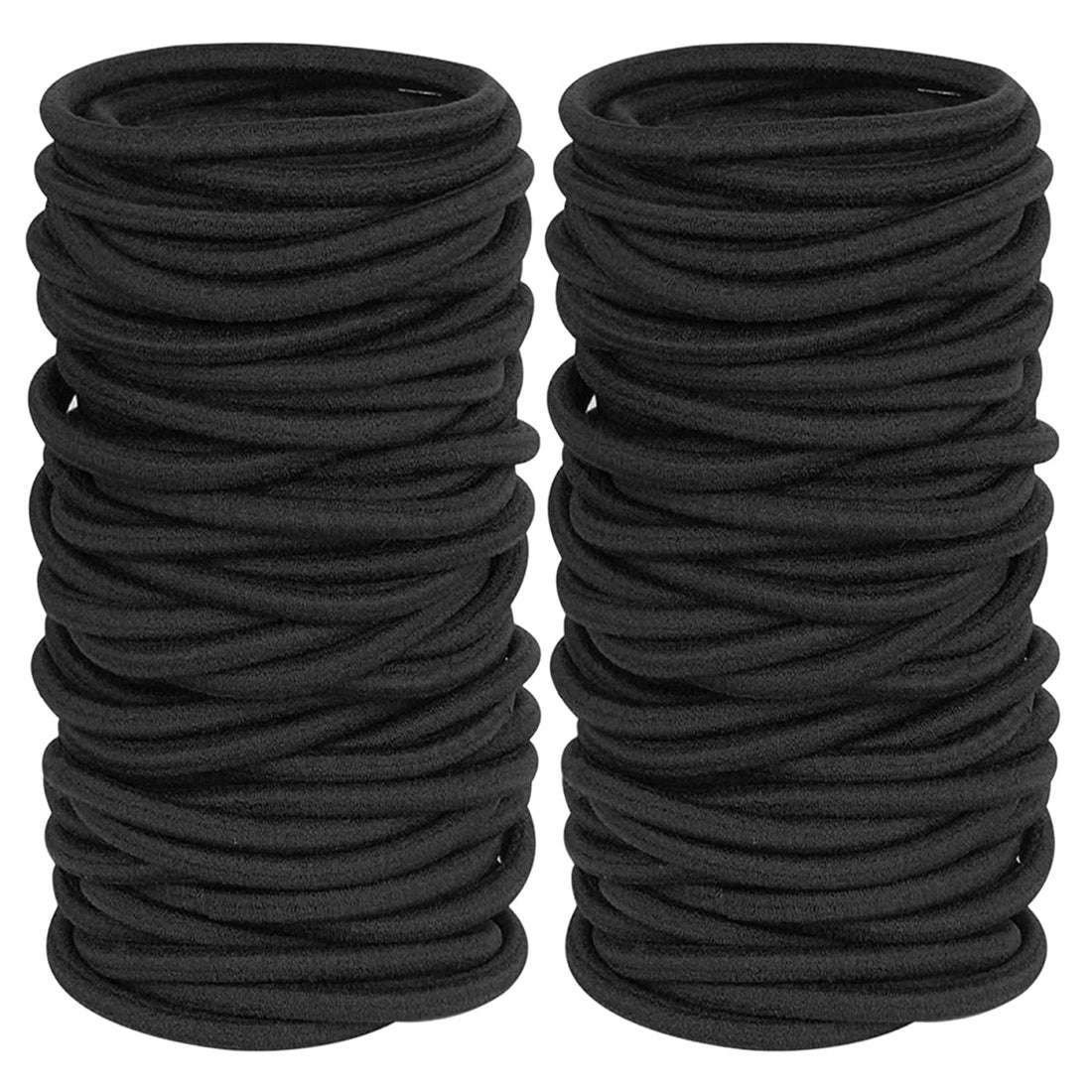 50 Pieces Black Rubber Elastic Hair Bands Bulk Rope Hair Tie Ponytail Holders No Metal, 4Mm, Neutral Colors