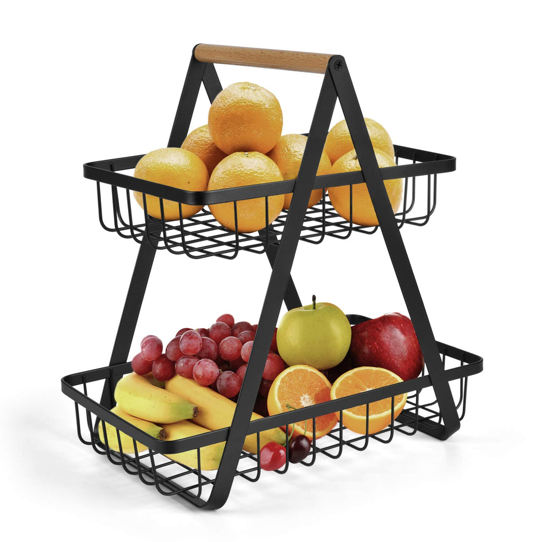 world unbox happiness Sikon 2-Tier Countertop Fruit Basket Storage, Vegetable Rack Bread Display Stand for Kitchen, Black 7102