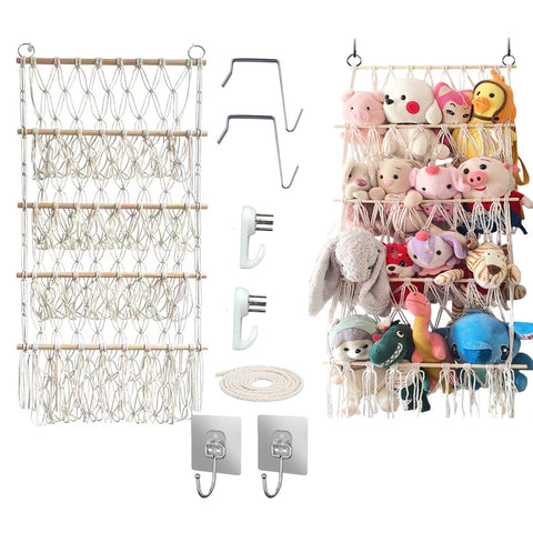 Stuffed Animal Net - 4 Tier Stuffed Animal Hammock Corner, 17x42 IN Plushie Net, Stuffed Animals Corner Wall Hanging,Toy Storage Organizer Holder, Small Stuffed Animal Netfor for Kids Girls Boys