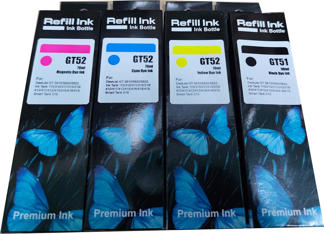 Ink Bottles Compatible for H.P GT53XL GT52 (ALL -PACK of 4) Black Cyan Magenta Yellow