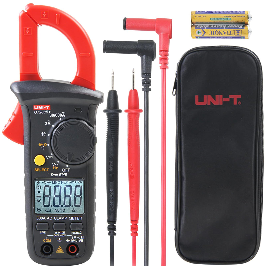 UNI-T UT200B+ True RMS Clamp Meter: AC Current, Voltage, Resistance, Diodes, Capacitance, Continuity