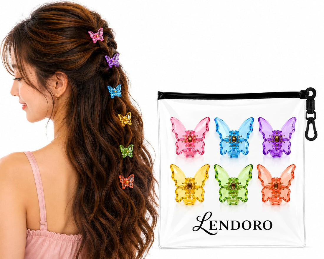 LENDORO Hair Clips, Butterfly and Flower Claw Clips, Transparent Acrylic, Multicolour, Set of Hair Accessories for Women (6, Small)(Random Color)