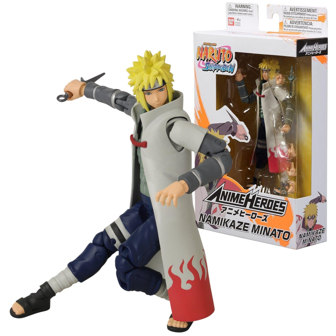 Anime Heroes Official Naruto Shippuden Action Figure - Namikaze Minato - Poseable Action Figure With Swappable Hands and Accessories 36905