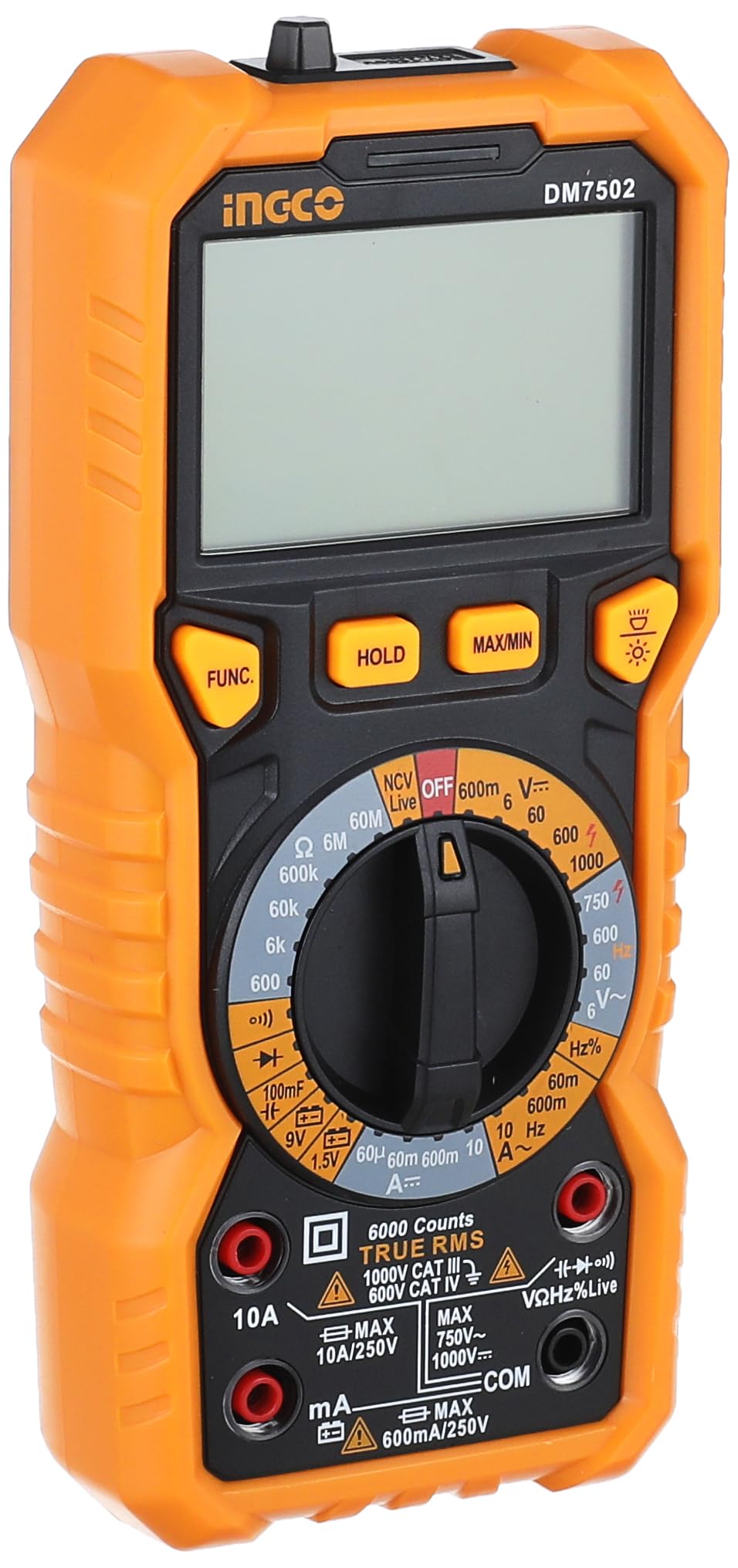 Ingco Digital Electric Multimeter with Flash Light (1000 Volts, DM7502)