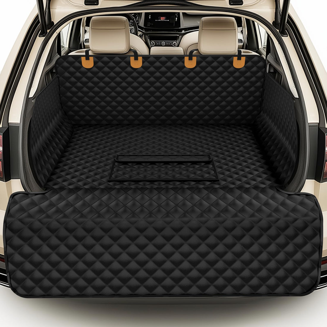 BONTHEE SUV Cargo Liner for Dogs,Waterproof Pet Cargo Cover Dog Seat,Car Seat Protector Mat with Bumper Flap for SUVs, Sedans, and Vans Trunk- Black, Large Size