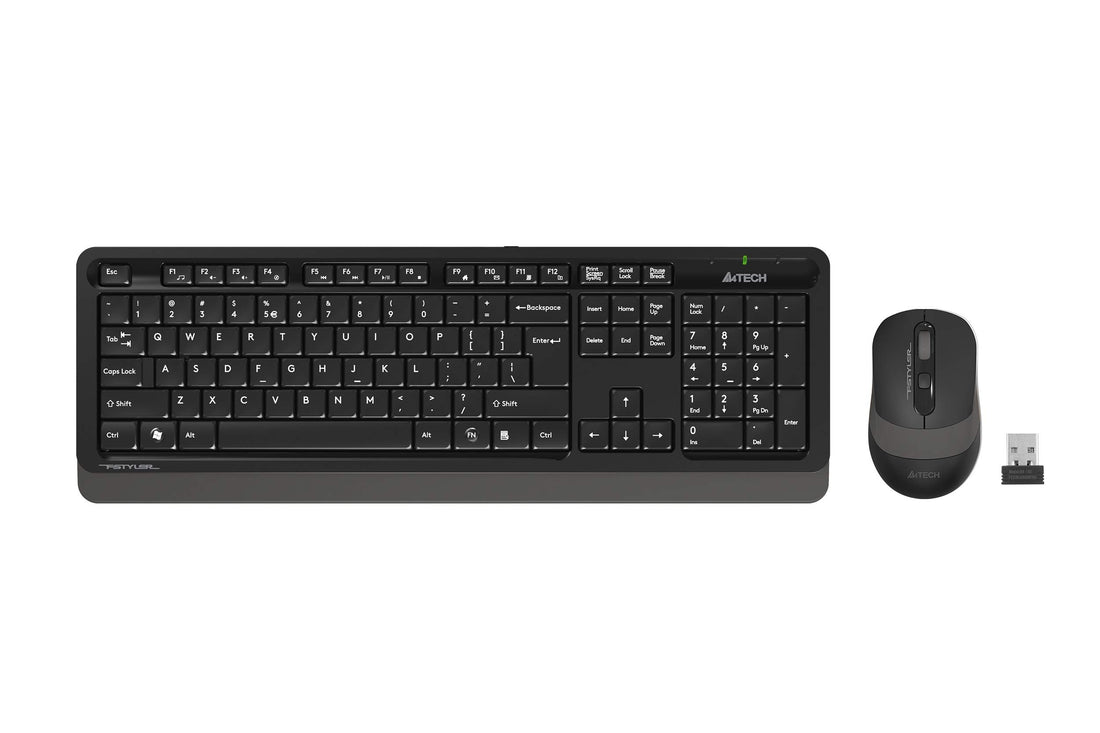 A4Tech FG1010 Wireless Keyboard & Mouse Combo - Arabic & English - Comfortable design - Stable 2.4GHz USB Wireless - Ergonomic - Long Battery life - Gray - Effortless Typing