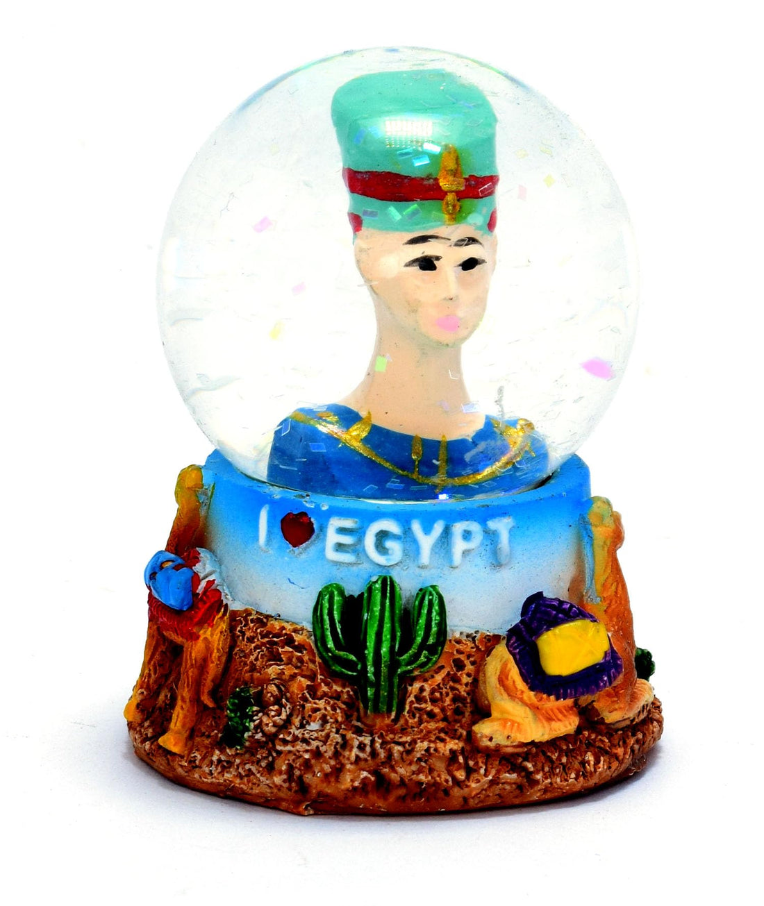 Immatgar Egyptian Glass Statue Sculpture – Pharaoh Bust Décor, Ancient Egypt Souvenir Gift, Handmade Keepsake (Nefertiti - small)