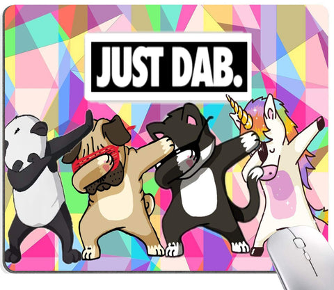 Just Dab Unicorn Dog Cat Panda Mouse Pad, Funny Dabbing Dance Fairy Tale Rainbow Mouse Pad Custom, Cute Animal Mouse Pads for Home Office Gaming Working Computers Laptop,9.5"x7.9"x0.12" Inch