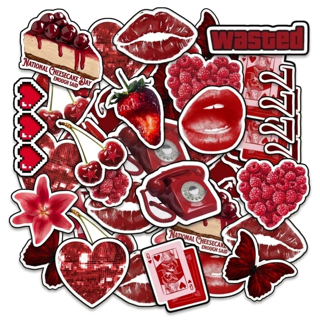 14 PCS Funny Aesthetic Meme Stickers Pack red – Waterproof Vinyl Laptop Stickers for Water Bottle, Phone, Notebook & Skateboard – Cool Random Trendy Stickers