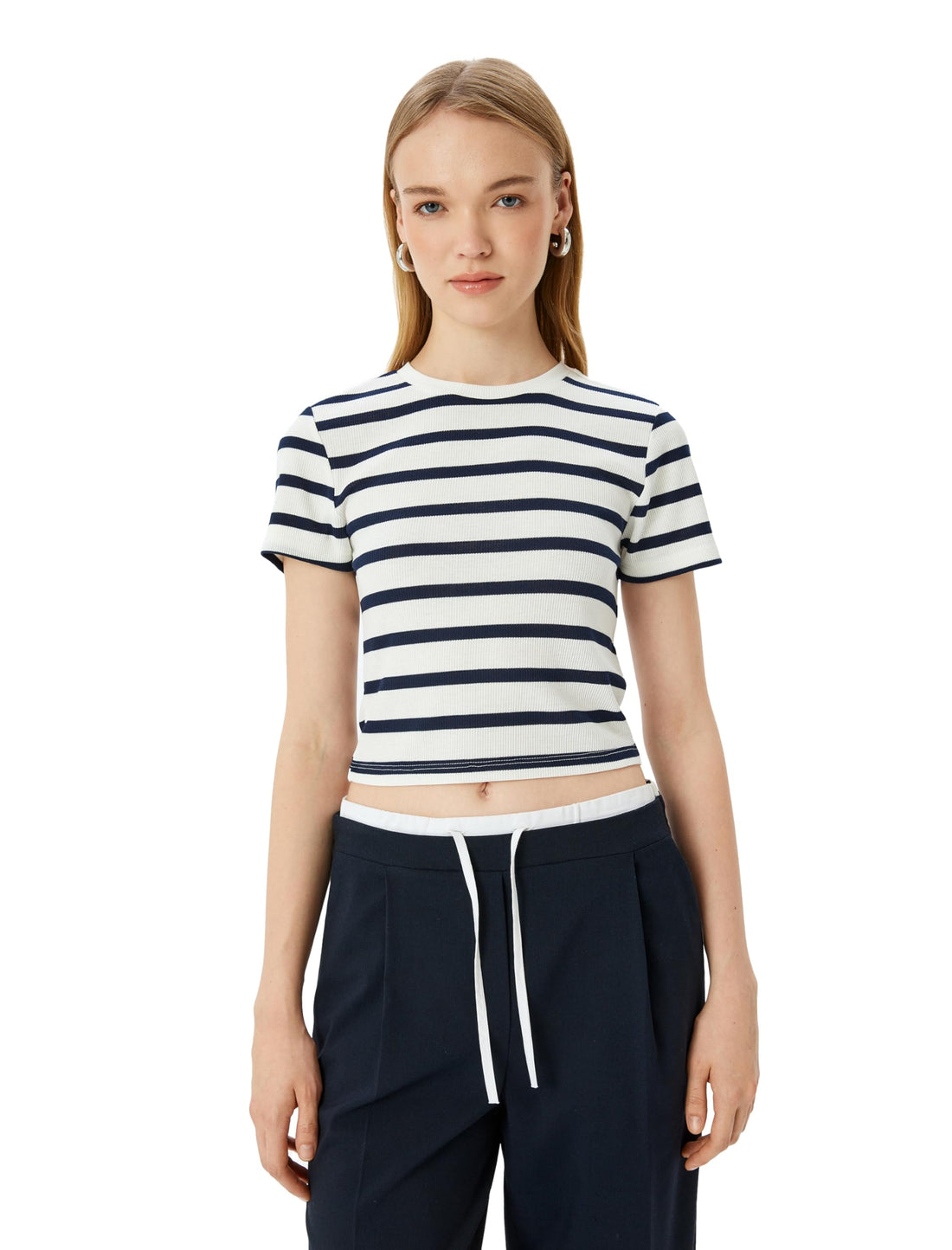 KOTON Womens Striped T-Shirt Modern