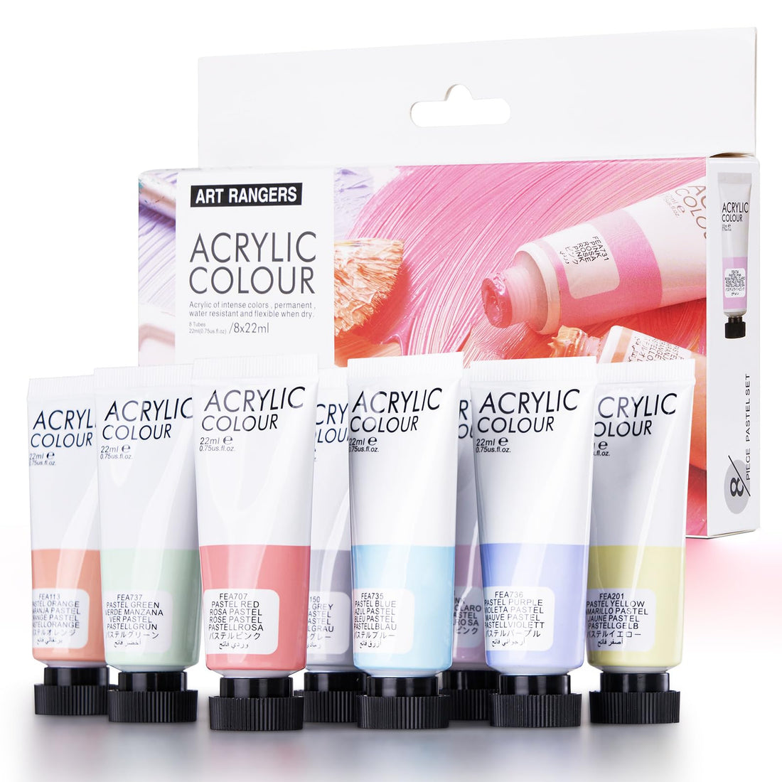 LIGHTWISH Acrylic Paint, 8 Colors 22ml Tubes Set, Rich Pigments, Non-Fading, Non-Toxic Paints For Adults Artists Students Art Supplies For Painting-Macarons