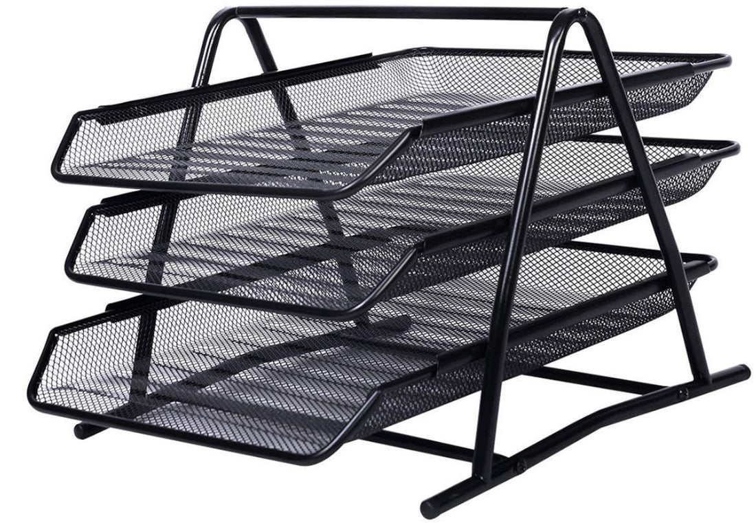 Metal A4 Paper office Mesh Document Basket File Paper Tray Letter Organizer Holder Desktop Accessories-3 Tires [JS3001]