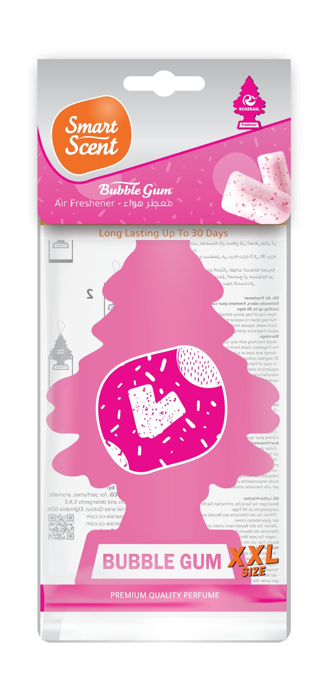 Roseraie Car Freshener Smart Scent Bubble Gum XXL Paper