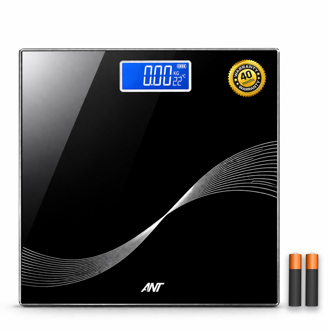 Ant Esports Flora Wave Digital Weighing Scale, Highly Accurate Digital Bathroom Body Scale, Precisely Measures Weight up to 180Kg - Black, Black, Wave