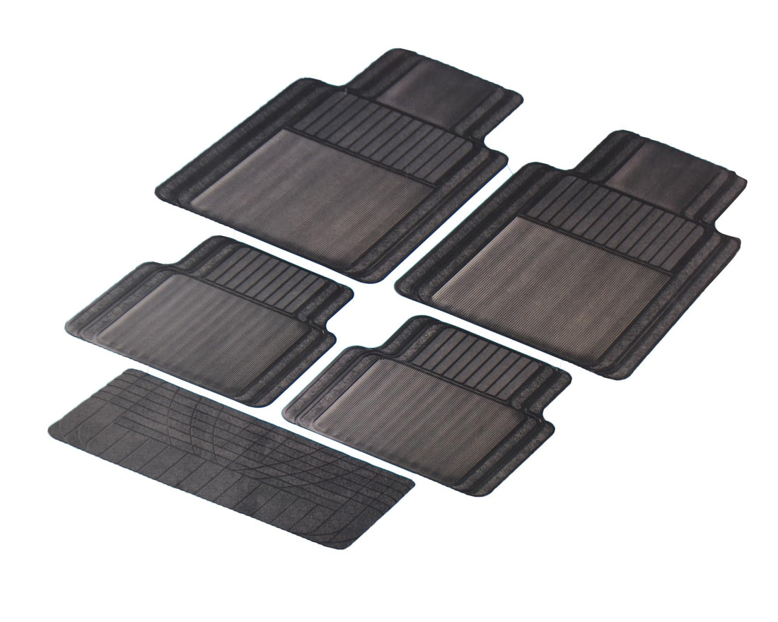 Generic. Packy Poda Car Floor Mats All Weather Protection, Heavy Duty Rubber Cargo Mats Anti-Slip, Full Set Trimmable Contour Liners Universal Fit Car Pack of 5 pieces - Black