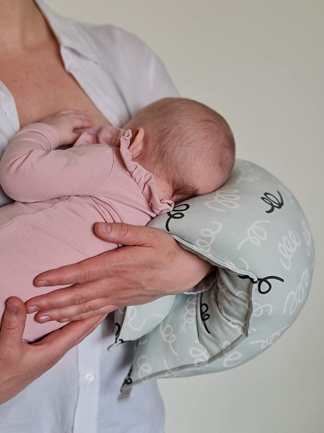 Moro Moro 3 Kid Pillow Baby Nursing Breastfeeding Pillow For Newborns Arm Cushion Baby Support Pillow With Antiallergic Material Used By Mom While Breastfeeding (Blue/Grey Pattern)
