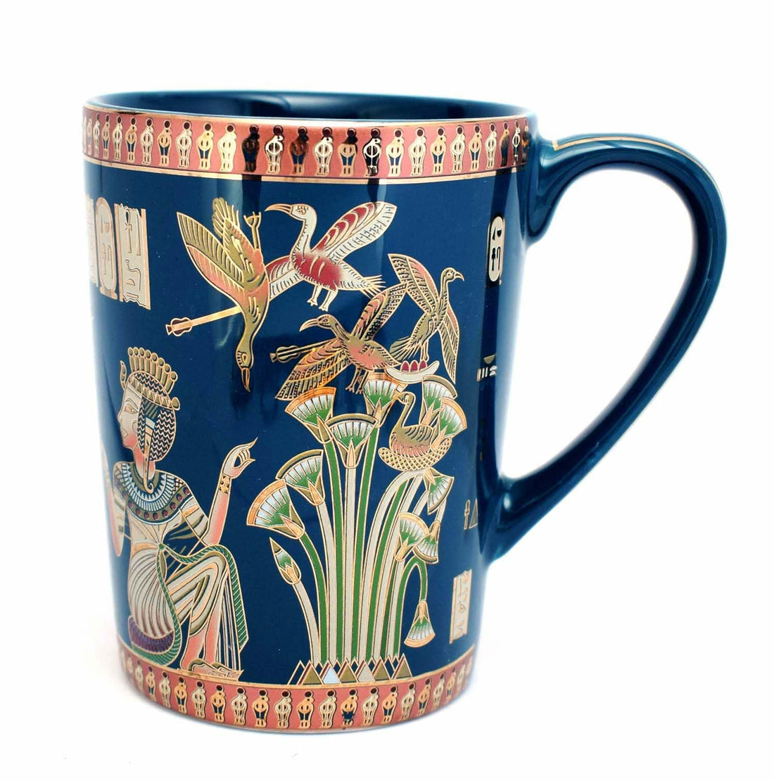 immatgar pharaonic tea mug ancient Egyptian souvenirs gifts for women men from Egypt - mother day gifts (chariot - Blue - 350 MM)