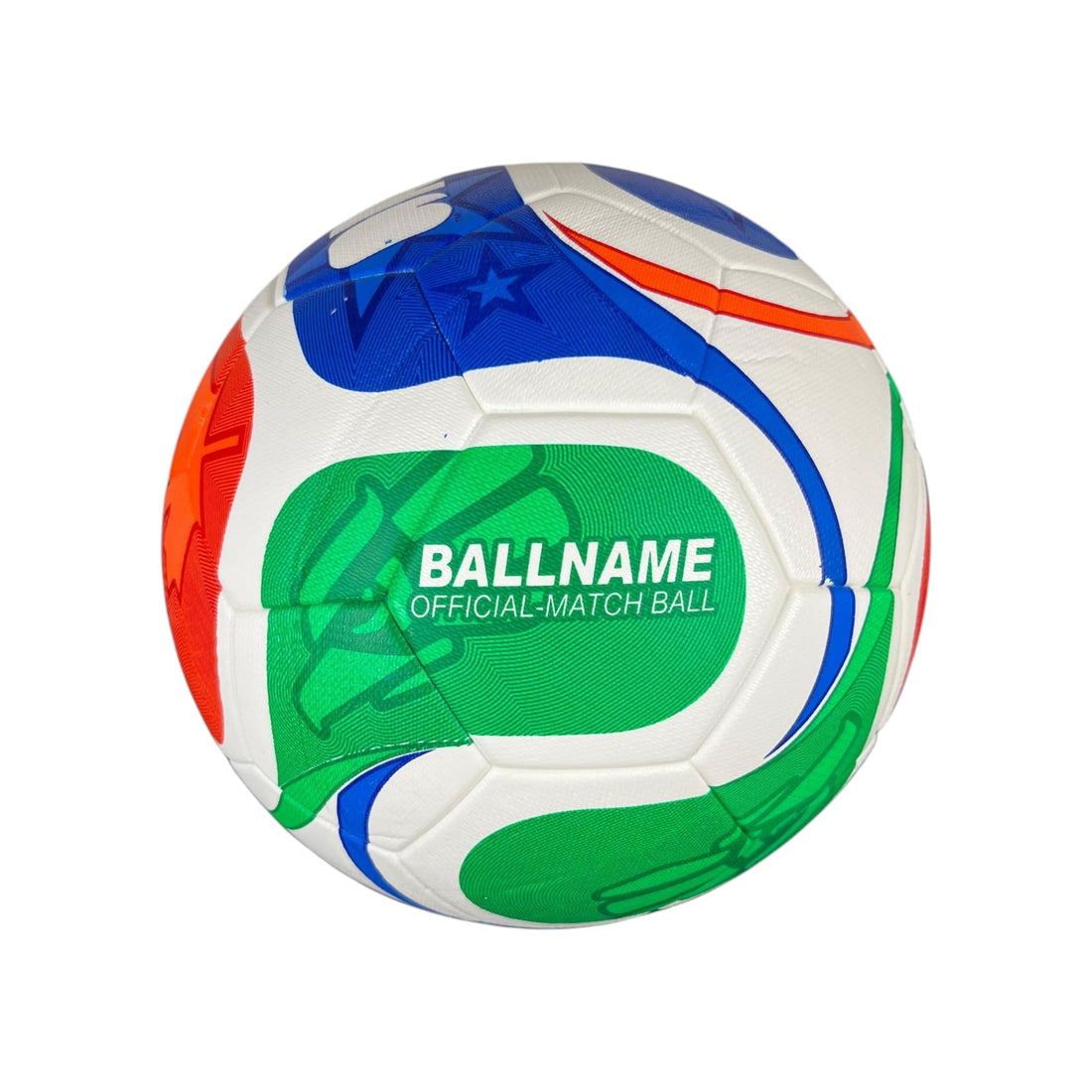 MD Stay Fit Original Professional Match Soccer Ball, Multi-Color Design with Pink Green, Blue, Yellow Panels, Official Size Competition Football