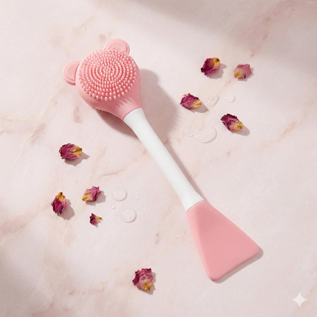 Nopatia Professional Dual-Head Silicone Mask Applicator Brush, Perfect for Mess-Free Application, Smooth Experience, Gentle Facial Massage, Easy to Clean (Pink)