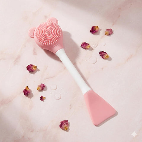 Nopatia Professional Dual-Head Silicone Mask Applicator Brush, Perfect for Mess-Free Application, Smooth Experience, Gentle Facial Massage, Easy to Clean (Pink)