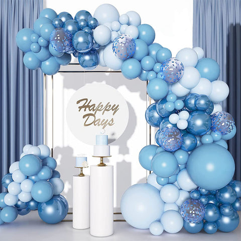 Ballon Bleu Et Blanc Guirlande,111 PCS String Kit Ballon,Ballons Anniversaire,5/10/12/18 Pouces Ballons Colorés Avec Ballons Confettis Pour Baby Shower Fête D'anniversaire Décoration De Mariage