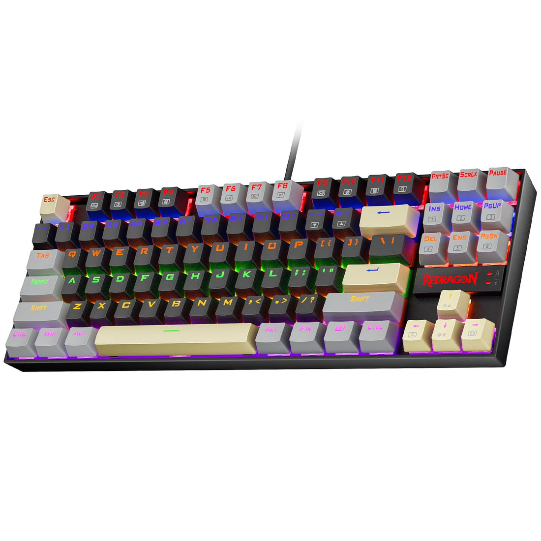Redragon K552 Mechanical Gaming Keyboard, 87-Key Compact, LED Gaming Keyboard with Red Switches, Anti-Ghosting, Metal Frame for PC Gaming & Typing, Beginner-Friendly (Eclipse Gilded)