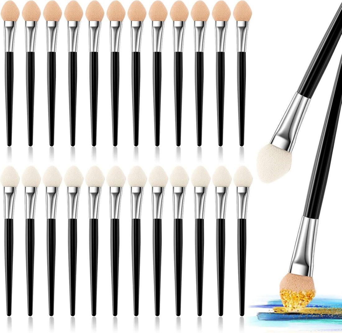 12 Pieces Sponge Applicator Brush Double Sided Eye Makeup Brush Eyeshadow Applicator Shadow Brush Makeup Tool Set for Women and Girls, Black