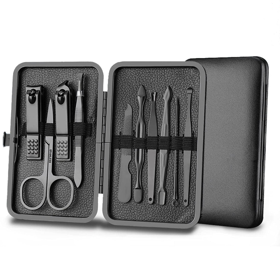 TECHZONE Professional Manicure & Pedicure Set – Premium Stainless Steel Nail Clippers Kit with Travel Case, Sharp Durable Grooming Tools for Hands, Feet & Personal Care Essentials (10)